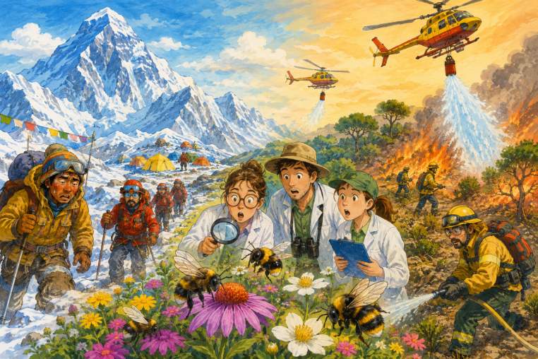 Rescate milagroso en el Everest, abejorros inteligentes y España se prepara contra incendios. Rescate milagroso en el Everest, abejorros inteligentes y España se prepara contra incendios.